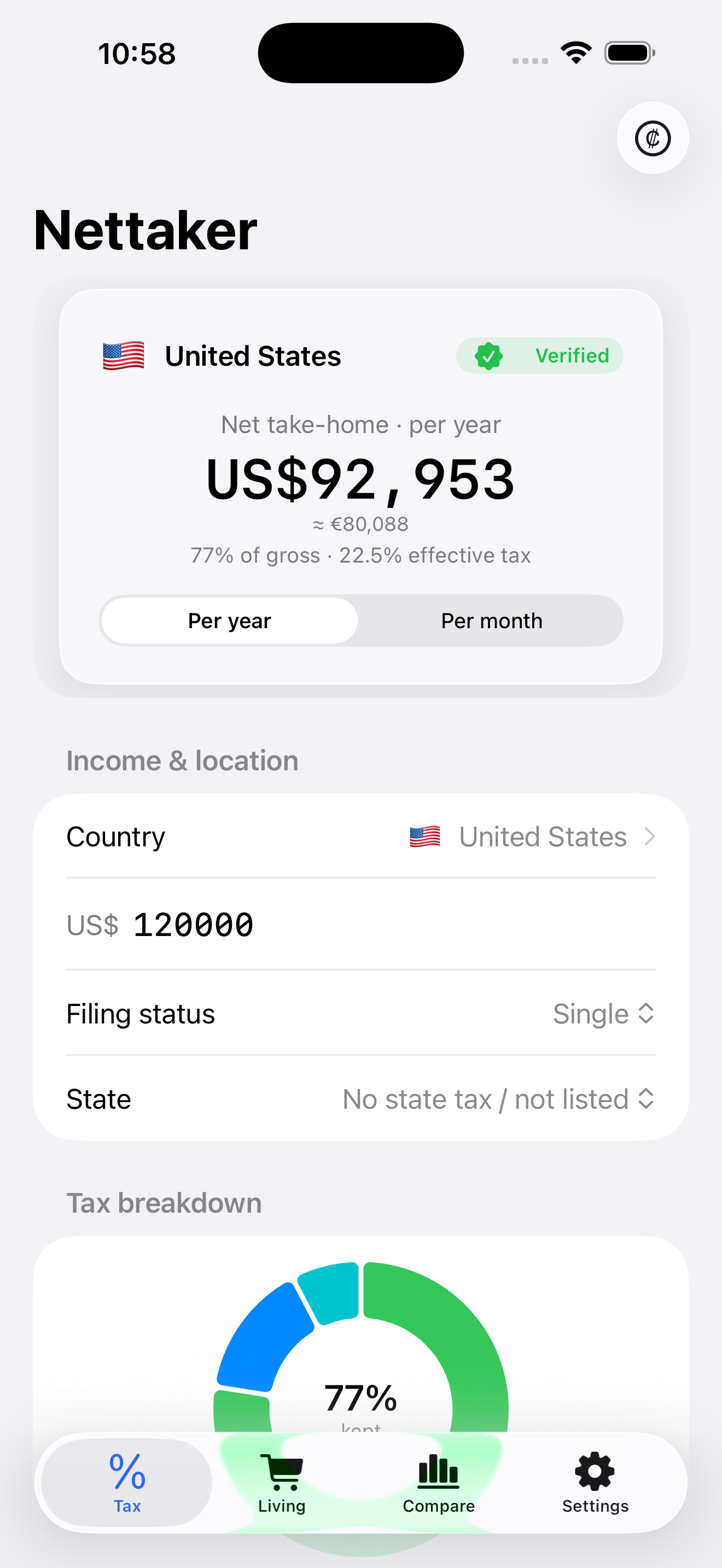 Take-home calculator