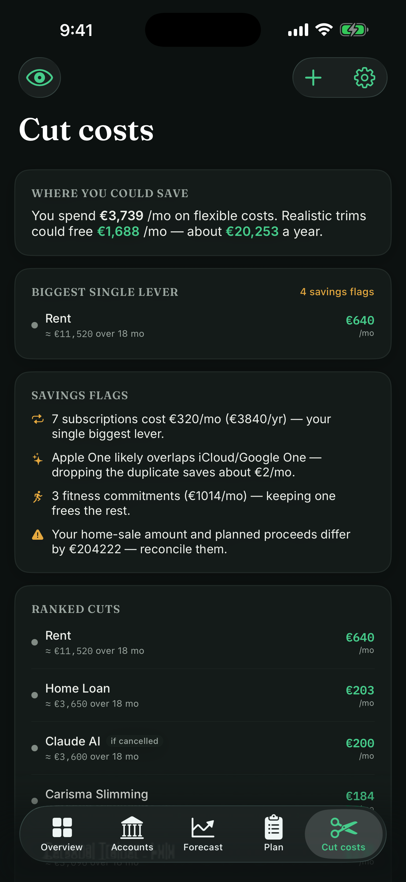 Cashflow Cut costs — subscriptions and recurring spend to trim